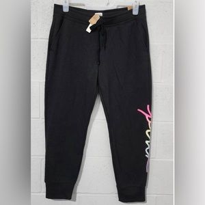 Victoria's Secret PINK Skinny Jogger Sweatpants Script Logo Size Large Black